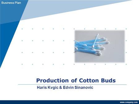 Www.company.com Production of Cotton Buds Business Plan Haris Kvgic & Edvin Sinanovic.