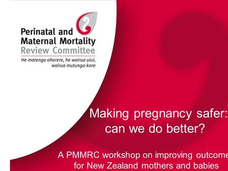 Making pregnancy safer: can we do better? A PMMRC workshop on improving outcomes for New Zealand mothers and babies.