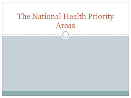 The National Health Priority Areas