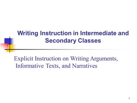 Writing Instruction in Intermediate and Secondary Classes