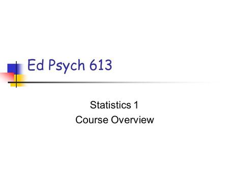 Statistics 1 Course Overview