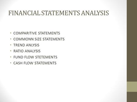 FINANCIAL STATEMENTS ANALYSIS