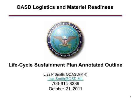 OASD Logistics and Materiel Readiness