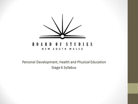 Personal Development, Health and Physical Education Stage 6 Syllabus