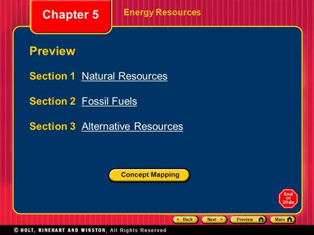 Chapter 5 Preview Section 1 Natural Resources Section 2 Fossil Fuels