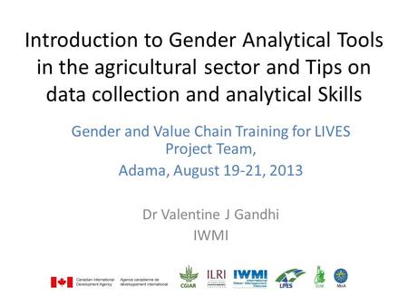 Gender and Value Chain Training for LIVES Project Team,
