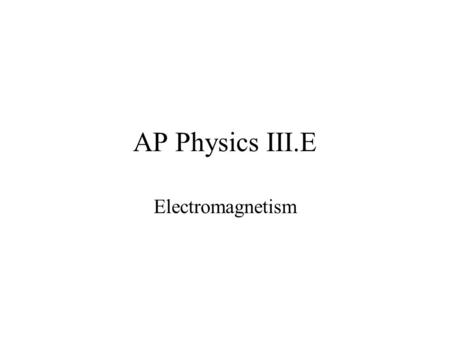 AP Physics III.E Electromagnetism. 22.1 Induced EMF and Induced Current.