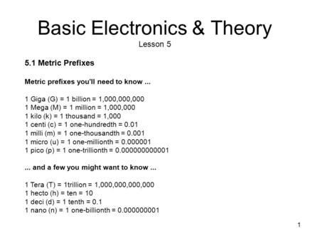 Basic Electronics & Theory Lesson 5