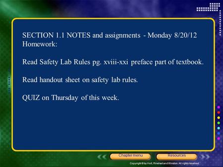 SECTION 1.1 NOTES and assignments - Monday 8/20/12 Homework: