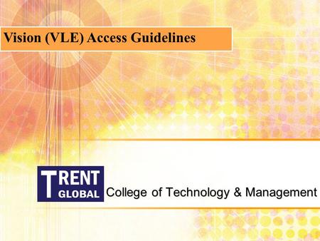College of Technology & Management Vision (VLE) Access Guidelines.