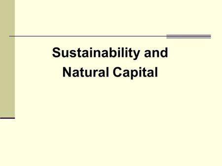 Sustainability and Natural Capital. In every deliberation, we must consider the impact on the seventh generation... ‘What about the seventh generation?