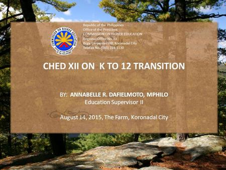 CHED XII ON K TO 12 TRANSITION