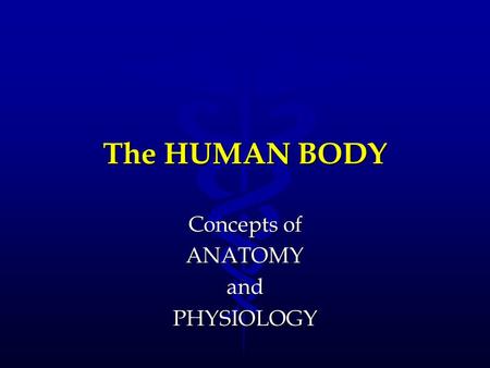 The HUMAN BODY Concepts of ANATOMYandPHYSIOLOGY. ANATOMY The scientific study of structures and the relationship of structures to each other.The scientific.
