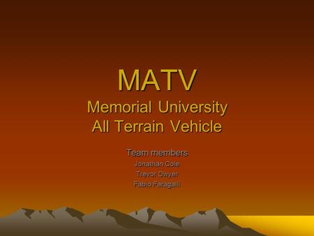MATV Memorial University All Terrain Vehicle