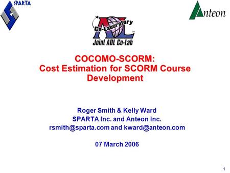 COCOMO-SCORM: Cost Estimation for SCORM Course Development