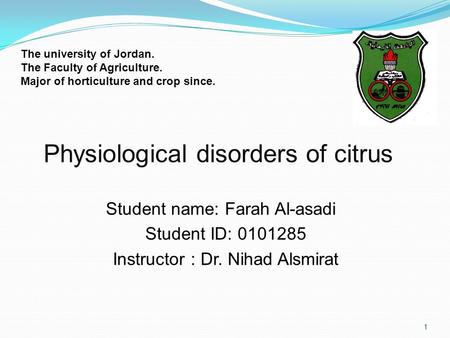 Physiological disorders of citrus