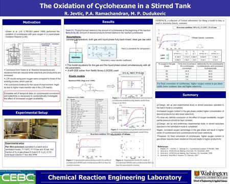 The Oxidation of Cyclohexane in a Stirred Tank R. Jevtic, P.A. Ramachandran, M. P. Dudukovic Chemical Reaction Engineering Laboratory Motivation Experimental.