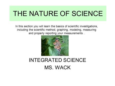 INTEGRATED SCIENCE MS. WACK