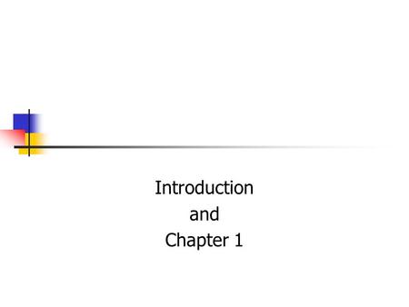 Introduction and Chapter 1