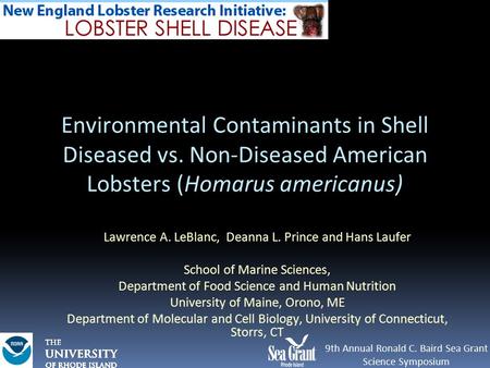 Environmental Contaminants in Shell Diseased vs