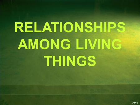 RELATIONSHIPS AMONG LIVING THINGS Day 3. Interactions Among Living Things Living things depend on one another for survival An organism may have multiple.