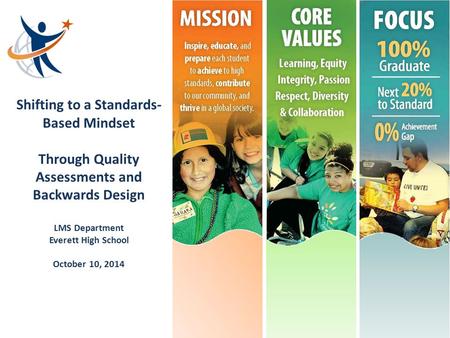 Shifting to a Standards- Based Mindset Through Quality Assessments and Backwards Design LMS Department Everett High School October 10, 2014.