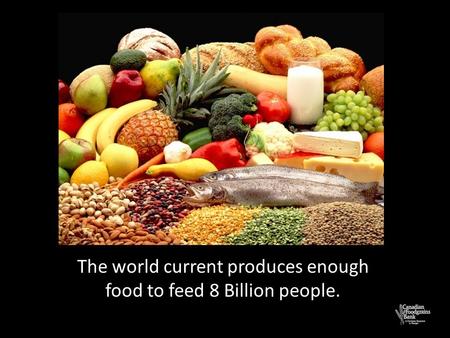 The world current produces enough food to feed 8 Billion people.