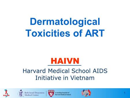 1 Dermatological Toxicities of ART HAIVN Harvard Medical School AIDS Initiative in Vietnam.