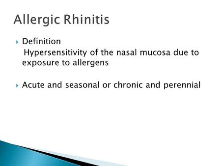Allergic Rhinitis Definition