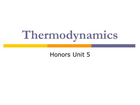 Thermodynamics Honors Unit 5.