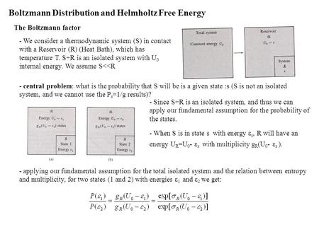 Boltzmann Distribution and Helmholtz Free Energy
