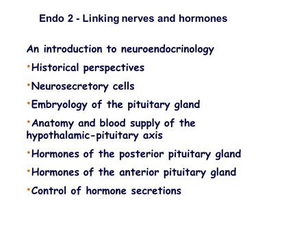 Endo 2 - Linking nerves and hormones