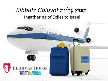 Kibbutz Galuyot קִבּוּץ גָּלֻיּוֹת Ingathering of Exiles to Israel © Behrman House/Babaganewz עולה חדש.