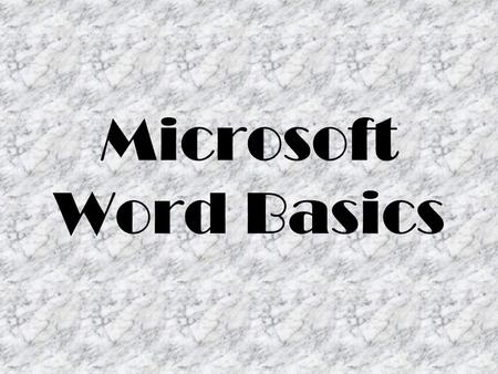 Microsoft Word Basics. Opening Screen Parts Title Bar Displays the name of the program and the current file Contains the Quick Access Toolbar Contains.