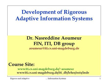 Development of Rigorous Adaptive Information Systems