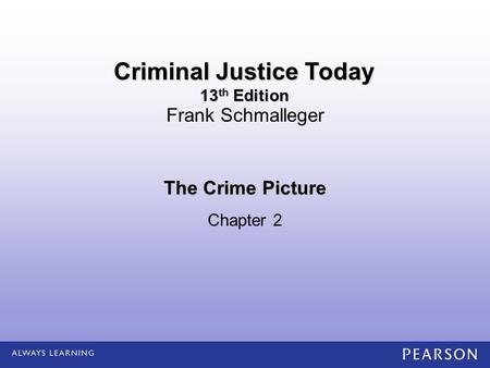 The Crime Picture Chapter 2 Frank Schmalleger Criminal Justice Today 13 th Edition.