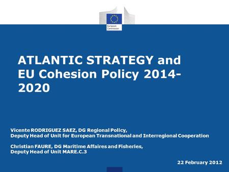 ATLANTIC STRATEGY and EU Cohesion Policy