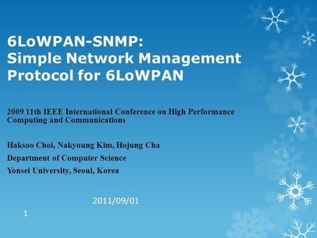 6LoWPAN-SNMP: Simple Network Management Protocol for 6LoWPAN
