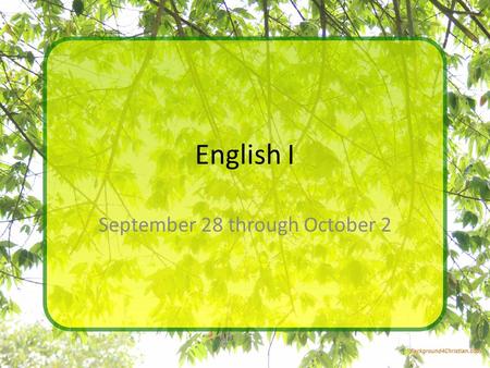 English I September 28 through October 2. Monday, September 28 Go over adjective worksheet Adjective activity- school newspaper Review for grammar test.