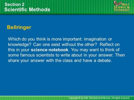 Scientific Methods Bellringer Section 2