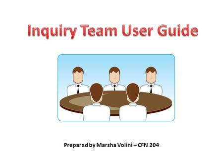 Inquiry Team User Guide Prepared by Marsha Volini – CFN 204