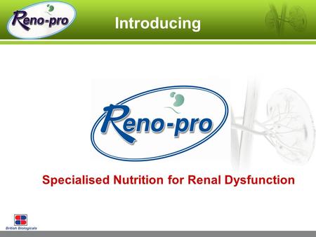 Introducing Specialised Nutrition for Renal Dysfunction.