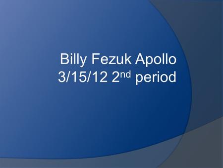 Billy Fezuk Apollo 3/15/12 2nd period