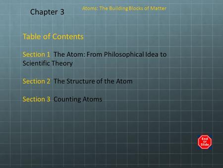 Chapter 3 Table of Contents