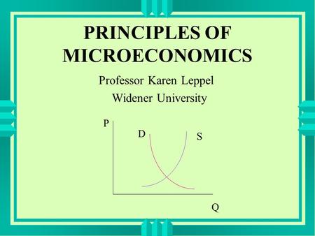 PRINCIPLES OF MICROECONOMICS Professor Karen Leppel Widener University Q P S D.