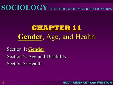 CHAPTER 11 Gender, Age, and Health