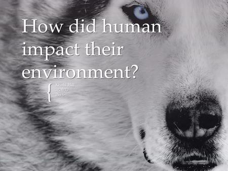 { How did human impact their environment? Khalil Hill 3/28/12 Per 5.