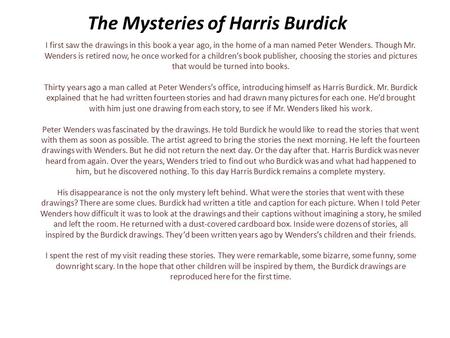 The Mysteries of Harris Burdick