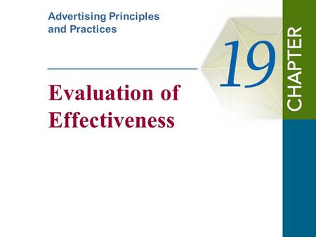 Evaluation of Effectiveness Advertising Principles and Practices.
