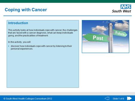 1 Introduction This activity looks at how individuals cope with cancer, the challenges that are faced with a cancer diagnosis, what can keep individuals.